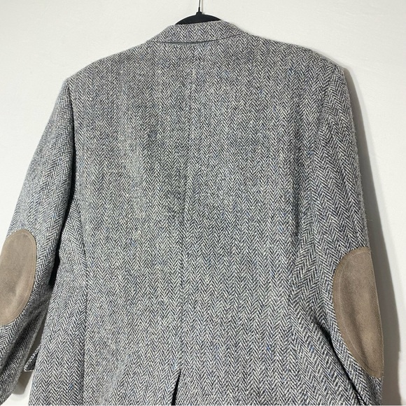 Vintage Harris Tweed Leishman Classic Grey Wool Herringbone Blazer 46R - Picture 14 of 16
